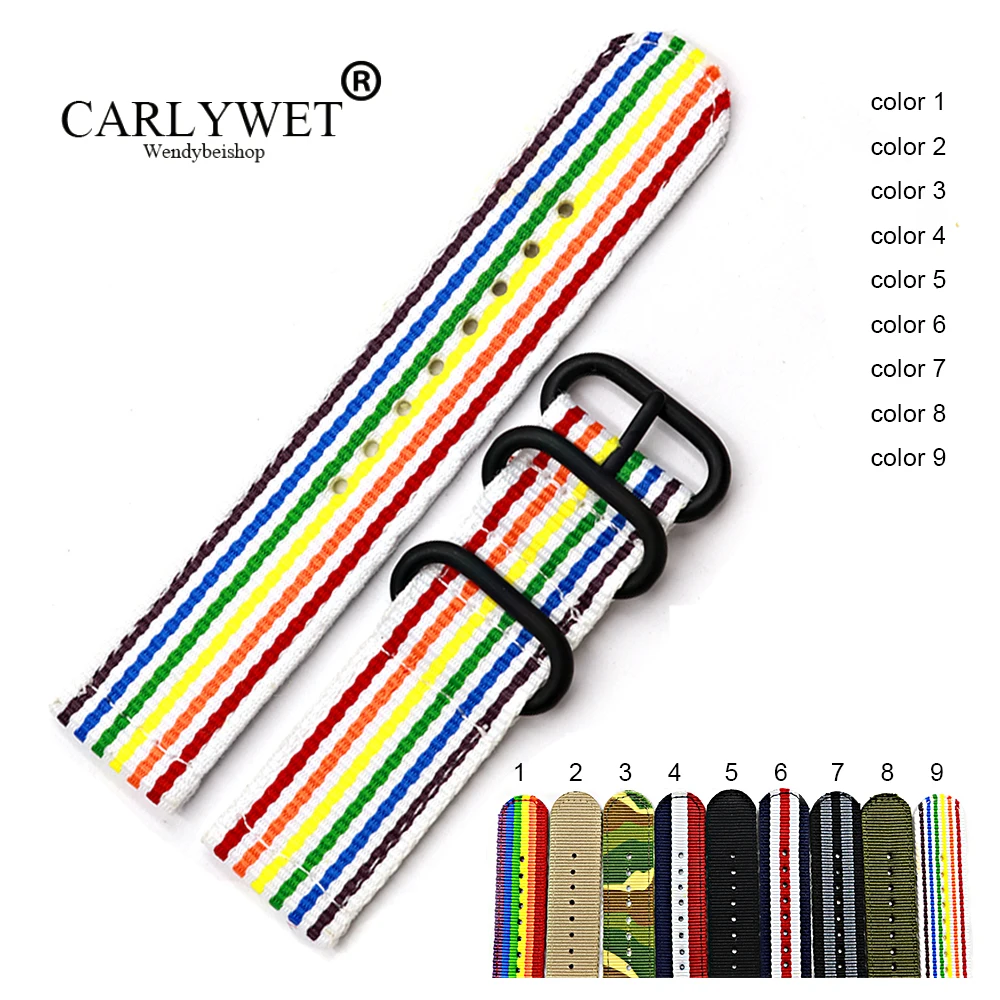 CARLYWET 20 22 24 мм Новый стиль Perlon нейлоновый сменный винтажный ремешок для наручных