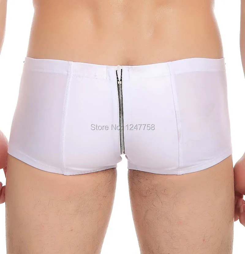 

3Pcs Sexy Men's Imitation Ieather Boxer Shorts Zipper Underwear Cool Bottoms Boxers