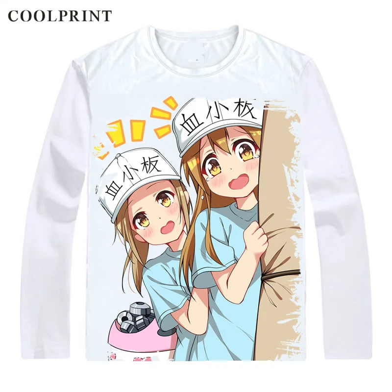 COOLPRINT ячейки на работе! Футболка Hataraku Saibo рубашки с длинным рукавом Аниме Манга