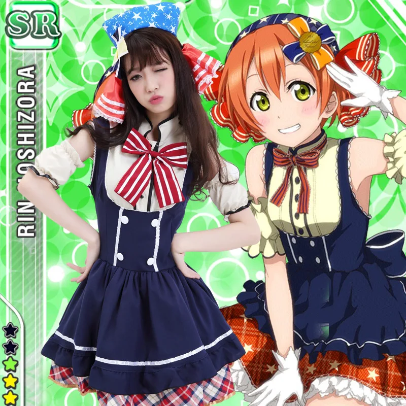 Аниме Love Live Hoshizora Rin костюм косплей для женщин и девочек Хэллоуин Carnevale костюмы