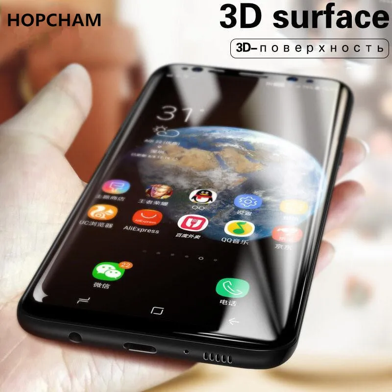 Защитное стекло HOPCHAM для Samsung Galaxy S6 edge Plus черное закаленное с полным покрытием S7
