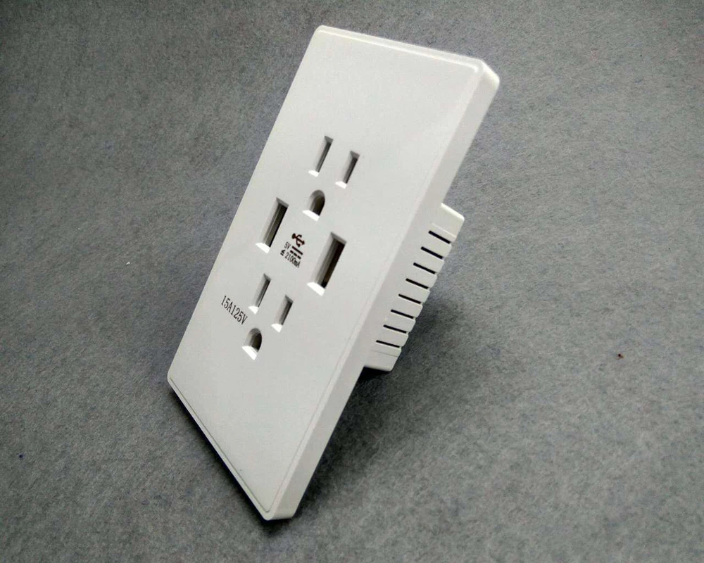 15A американский стандарт два 3 отверстия двойной USB США настенная розетка зарядка