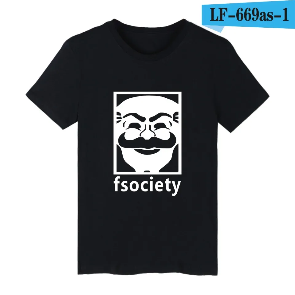 black LUCKYFRIDAYF Mr Робот Fsociety принт Забавные футболки для мужчин s короткий рукав футболки и Mr робот футболка для мужчин хип-хоп летние футболки - Цвет: black