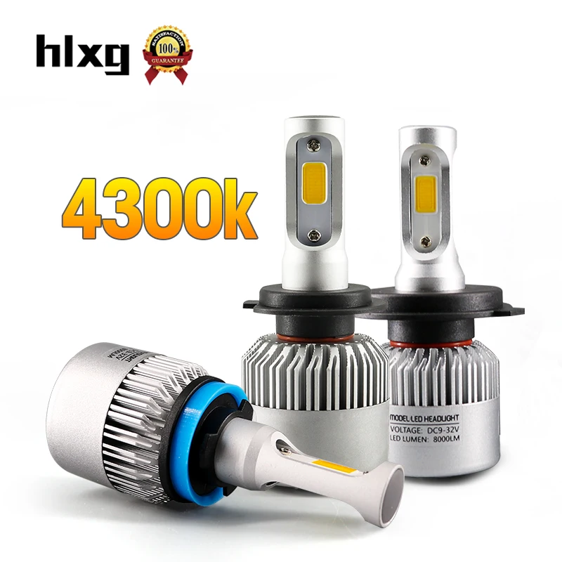 Hlxg 2 шт 4300K 12V H4 светодиодные Автомобильные фары 72W 8000LM/набор H7 H11 H1 Led авто 9005 HB3 9006 HB4