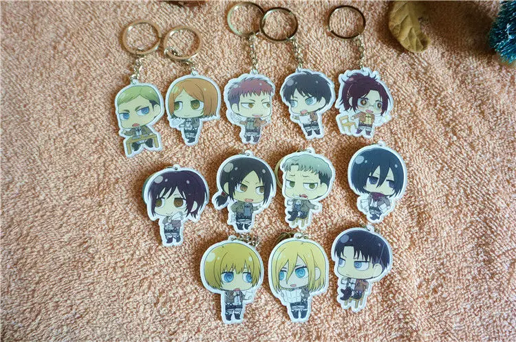 12 шт./компл. для косплея по аниме атака на Титанов (2 брелок Shingeki no Kyojin Эрен Mikasa Armin
