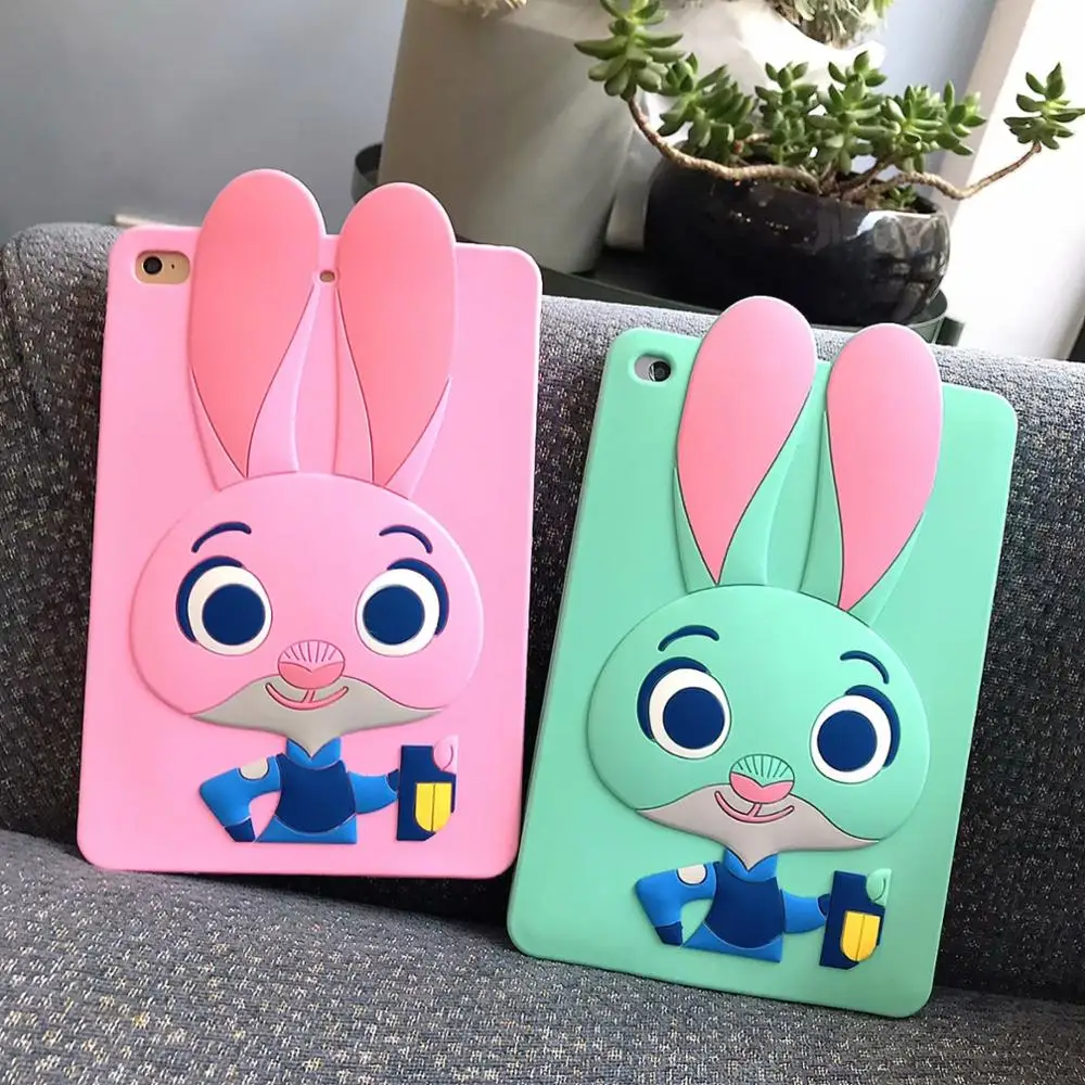 Зеленый Розовый Кролик Силиконовый противоударный чехол для iPad 9,7 Pro 9,7 10,5 Air 2 iPad 2/3/4, 5, 6, мини-платье, на возраст 1, 2, 3, 4, чехол для планшета