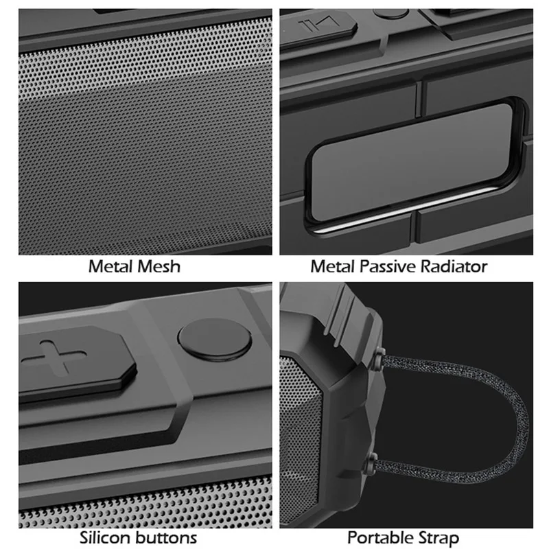 

Portable Wireless Bluetooth Speaker Outdoor Waterproof Bass Sound Stereo Surround Subwoofer Support Handsfree TF Card MP3 Play