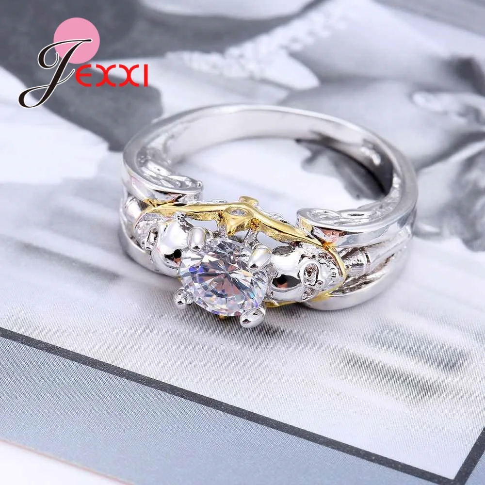

Fashion Sterling Silver Party Ring For Birthday Gift Women CZ Zircon Crystal Wedding Engagement Rings Accessory Female