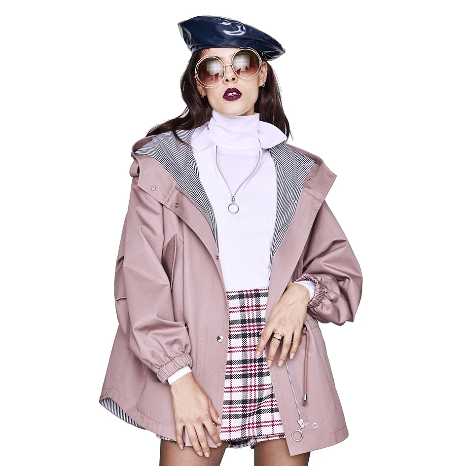 Длинный Тренч Женский 2018 весна и осень Новый стиль Досуг шнурок талии тонкий для