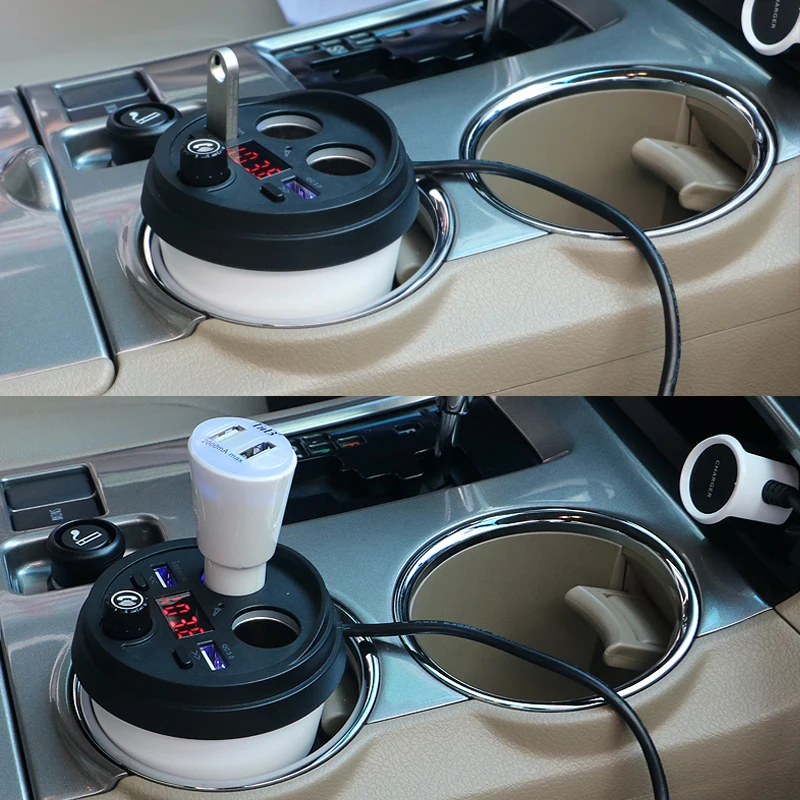 Автомобиль Bluetooth fm-передатчик музыка MP3 плеер Hands Free Car Kit подстаканник 2 гнездо