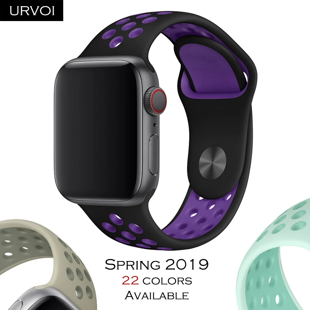 Спортивный ремешок URVOI для Apple Watch из дышащего силикона iwatch 5/4/2/1 весенние