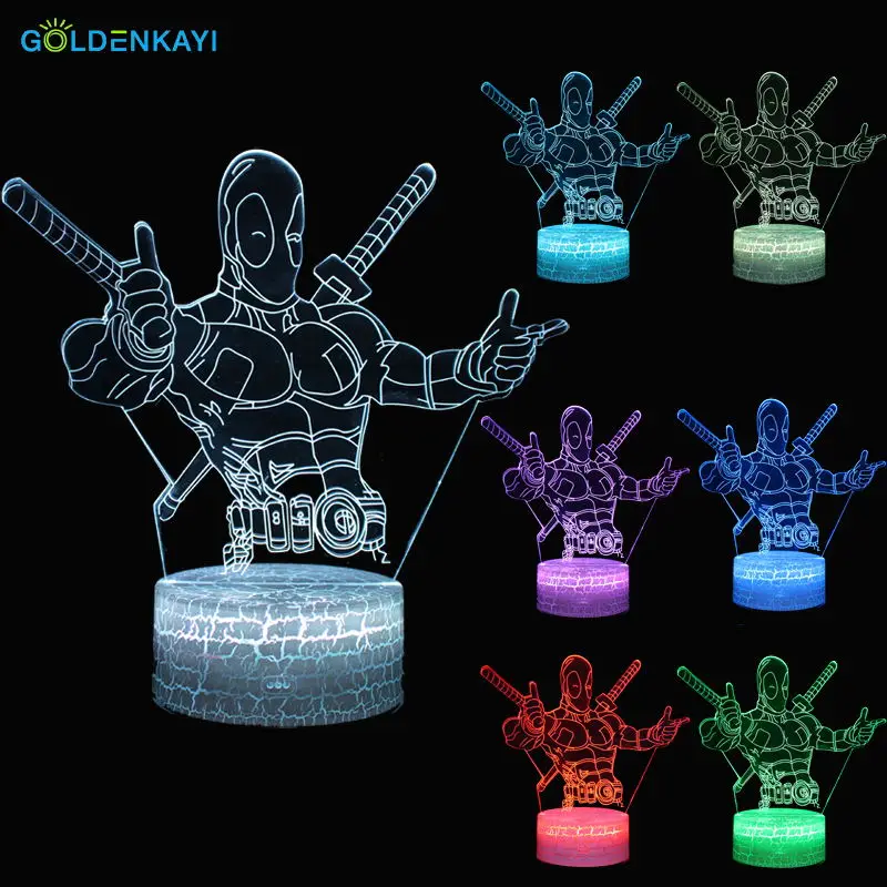 3D супергерой серии LED оригинальность ночные светильники атмосфера настольная