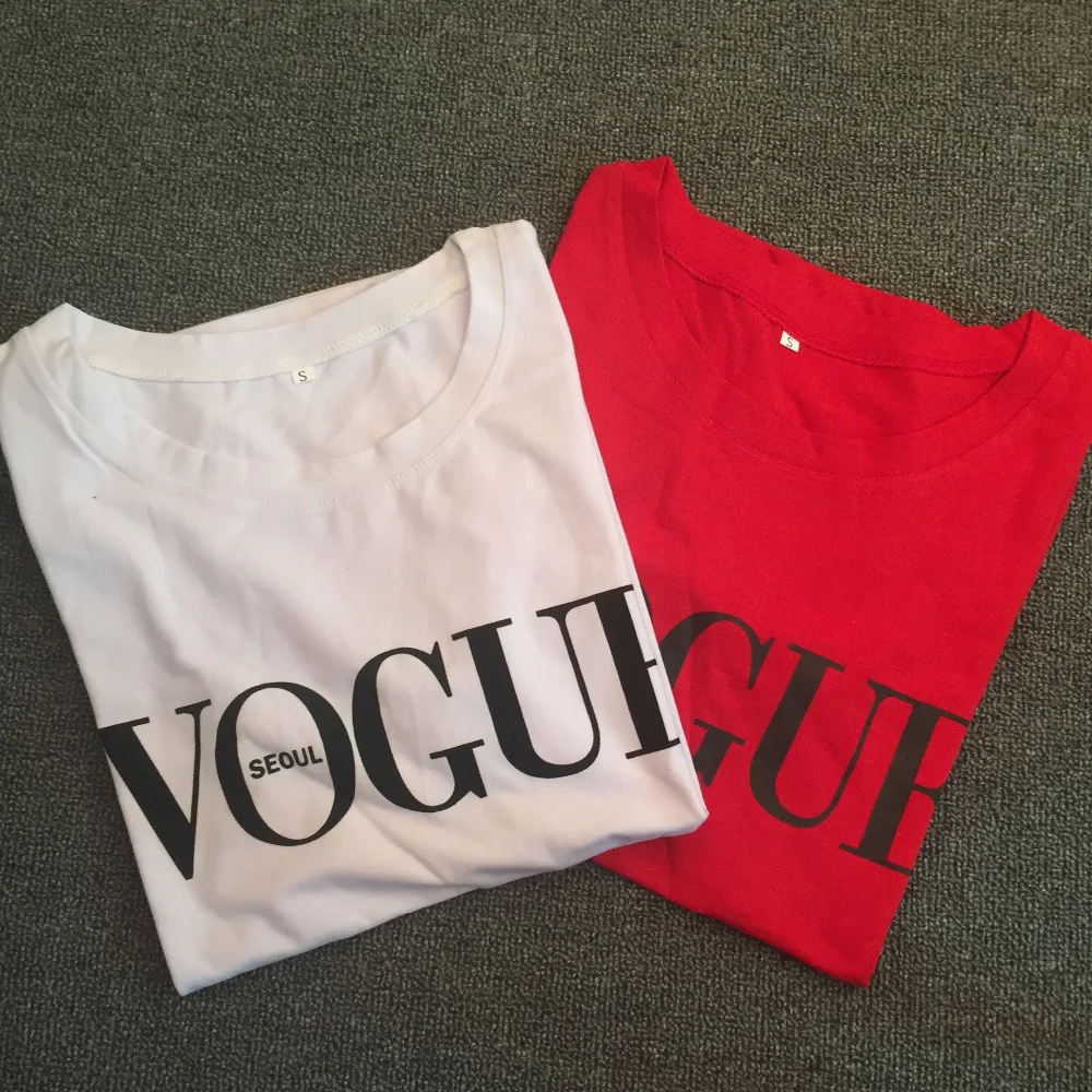 

Momoluna Summer Womens Tops 2017 t shirt Vogue Letter Print Red Black White Casual Women t-shirt Tee Shirt Femme Tees Tops