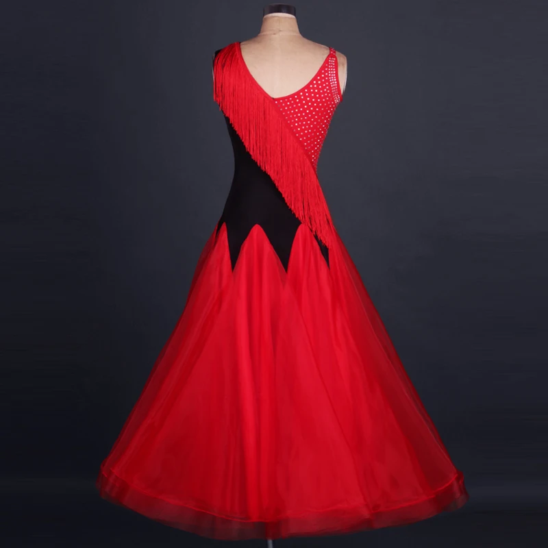 Бальный вальс конкурсные танцевальные платья Новый дизайн кисточкой без рукавов