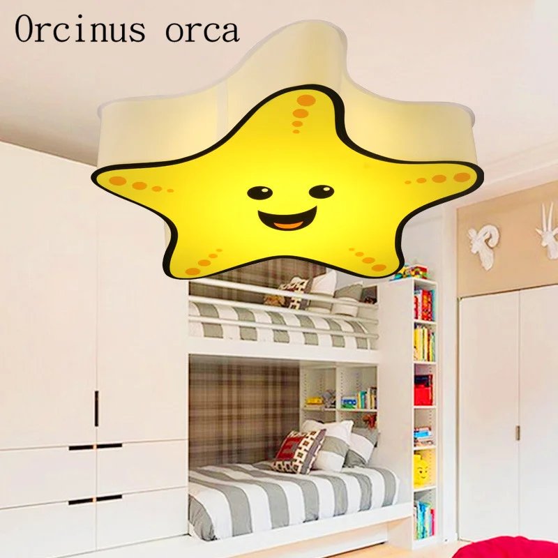 

Cartoon starfish smiling face LED ceiling lamp dimming children's room bedroom lamp kindergarten decorative lamp free shipping