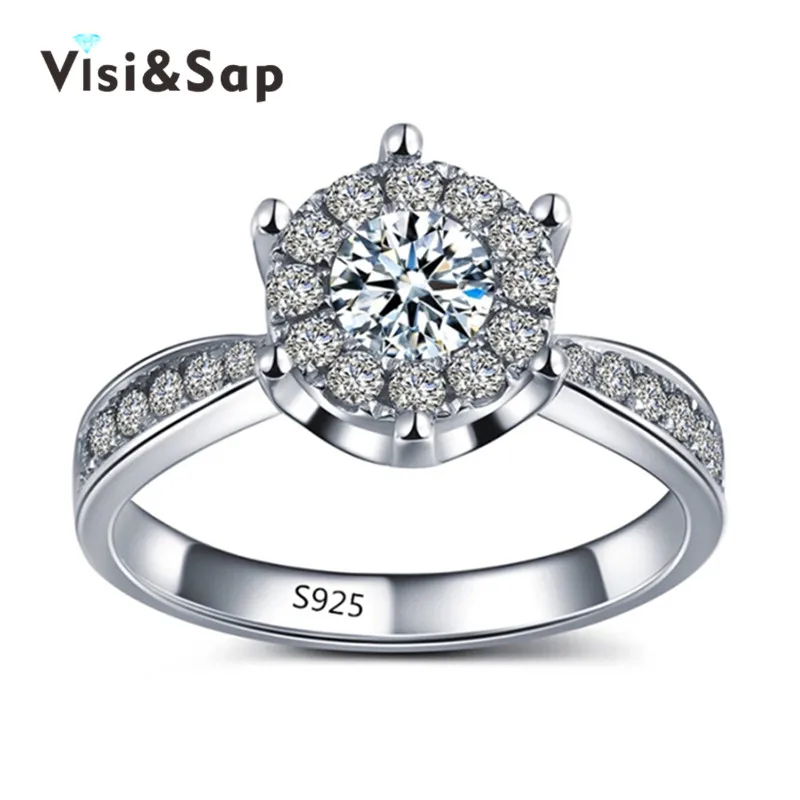 

Eleple White Gold color Lovers Gifts wedding engagement Rings For Women cubic zirconia fashion jewelry Dropshipping VSR093