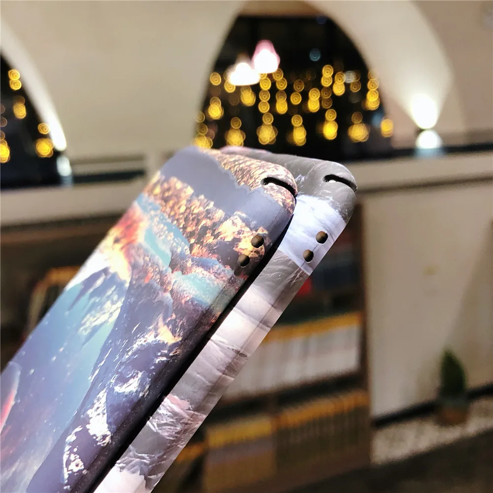Звездное небо луны и звезд Горный пейзаж Телефон чехол для iPhone 6 Чехол световой