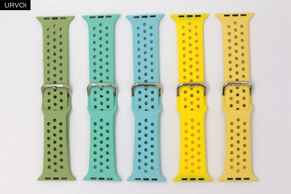 Ремешок URVOI для apple watch 8 7 6 SE 5 4 3 2 1 силиконовый спортивный браслет iwatch 40 44 мм