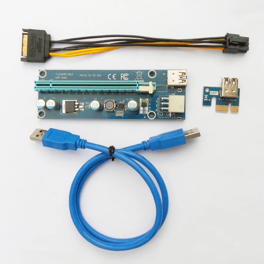 VER 006C PCI E стояки карты 1x к 16x USB 3 0 кабель SATA 6Pin Мощность для БТД Шахтер машина