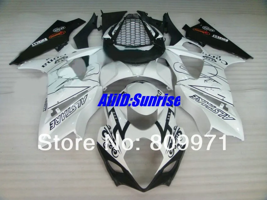 S438 Топ Corona белый черный полный обтекатель для SUZUKI GSXR1000 2007 2008 GSX R1000 07 08 K7 2008|full