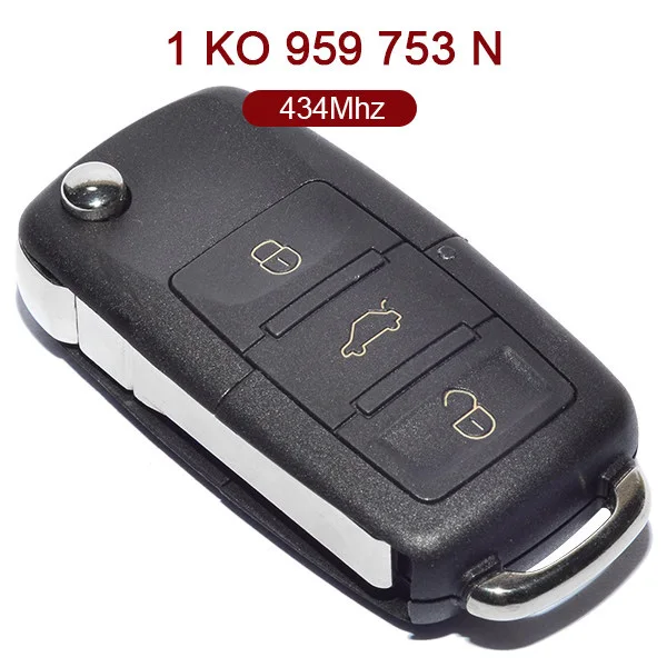 3 кнопки 434 МГц флип дистанционного ключа для VW Skoda сиденья 1K0 959 753N|Ключ от авто| |