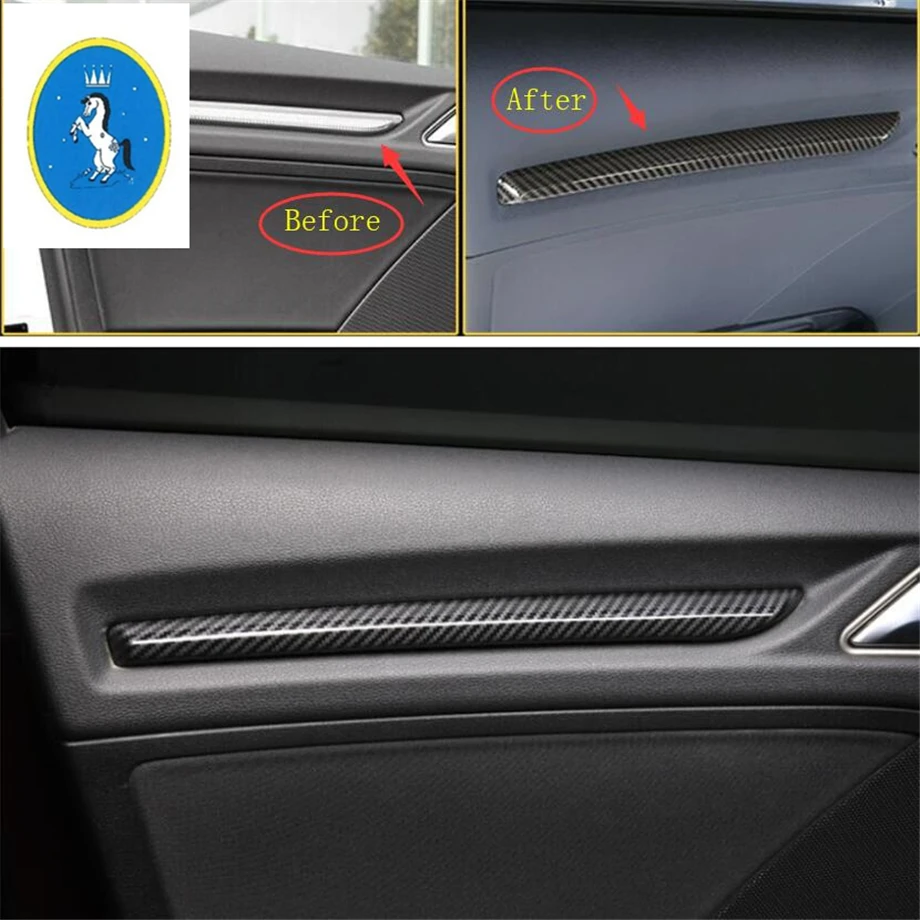 Yimaautotrims Auto Accessory Inner Door Handle Bowl Decoration Strip Cover Trim Carbon Fiber ABS Fit For Audi A3 V8 2014 - 2019