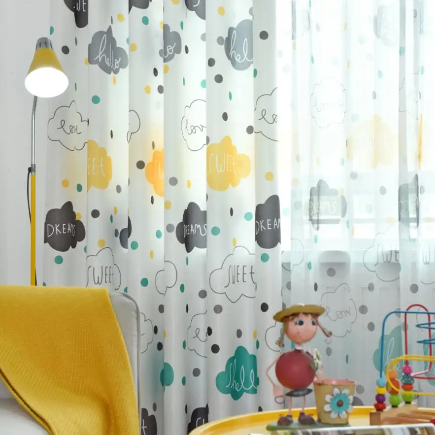 Симпатичные Красочные занавески в форме облака для детской комнаты Мультяшные