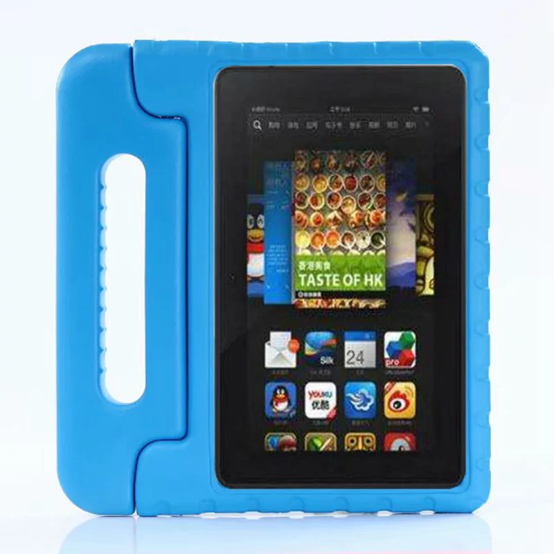 Для Amazon Kindle Fire HD 8 Детский защитный чехол для планшета Безопасный EVA резиновый чехол-подставка для Kindle Fire - Цвет: blue