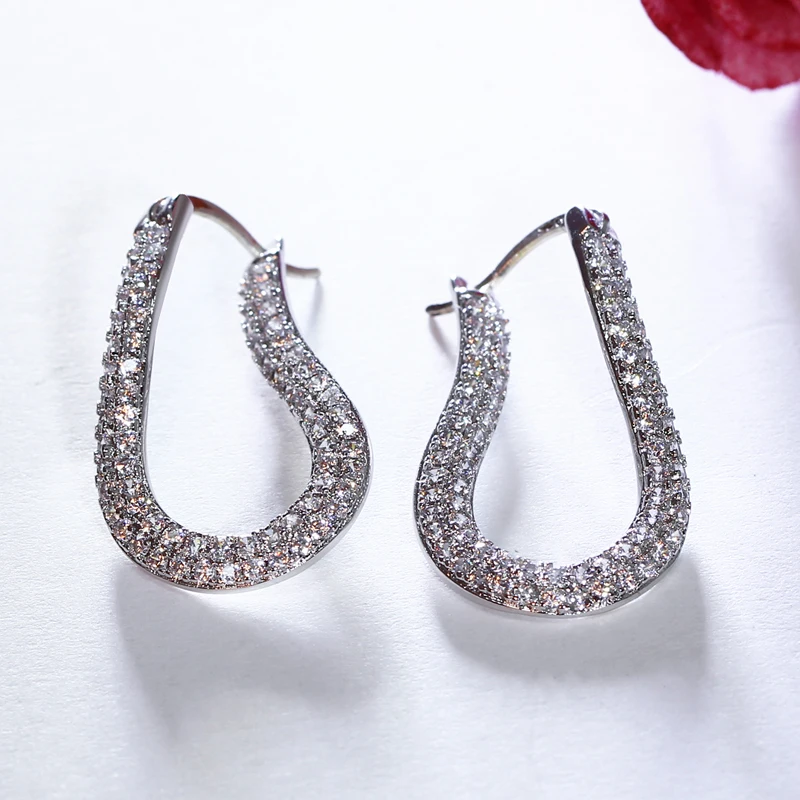 Классические серьги обруча для женщин стерлингового серебра булавки