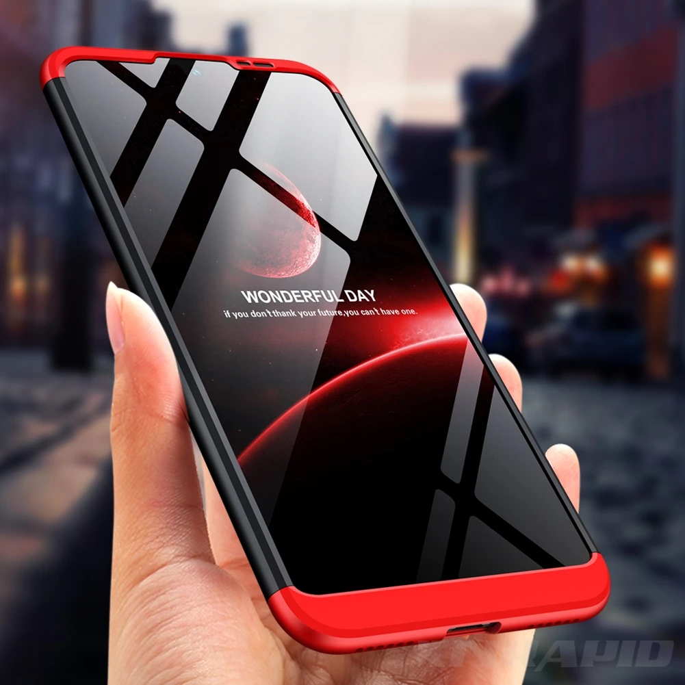 Black Red Чехол для Honor 8A Pro, чехол 360, полная защита, ударопрочный, матовый, твердый, поликарбонат, чехол для huawei Honor 8A Play, чехол - Цвет: Black Red