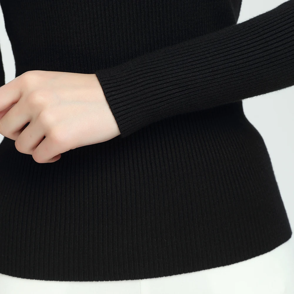 Autumn Winter Women Basic Sweaters 2019 Europe and America Open Chest Skinny Sweater Pullover Female Long Sleeve Knit Tops | Женская