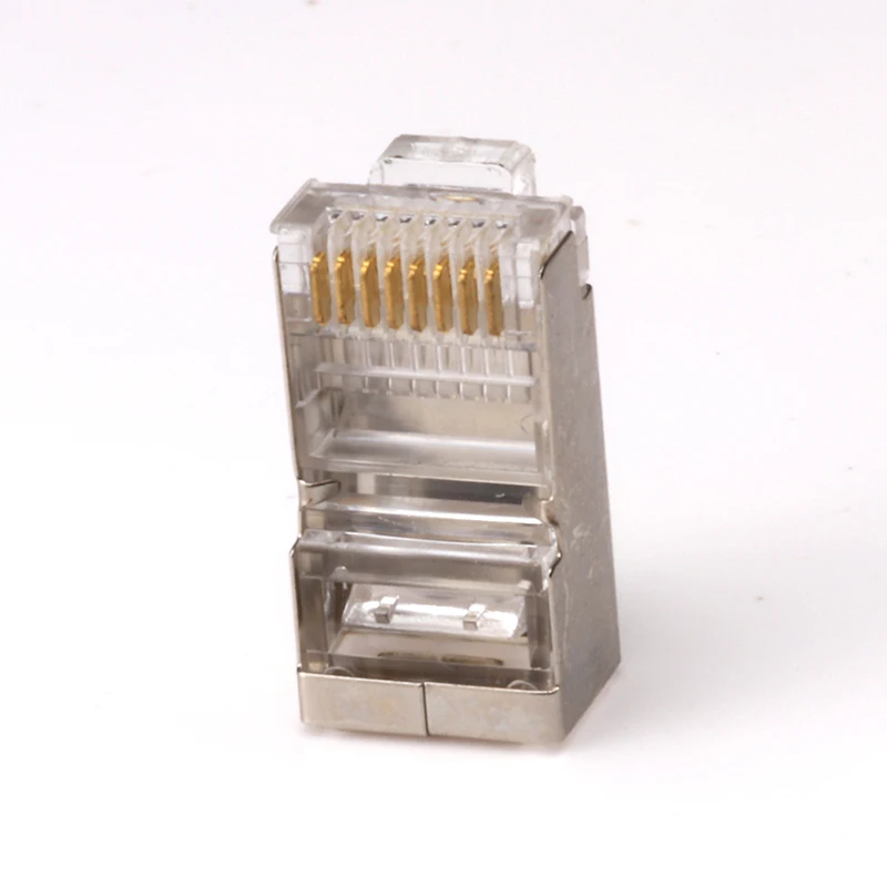 50 шт./лот Серебряный тон экранированный RJ45 8P8C сетевой кабель CAT5 Заглушка обжимной