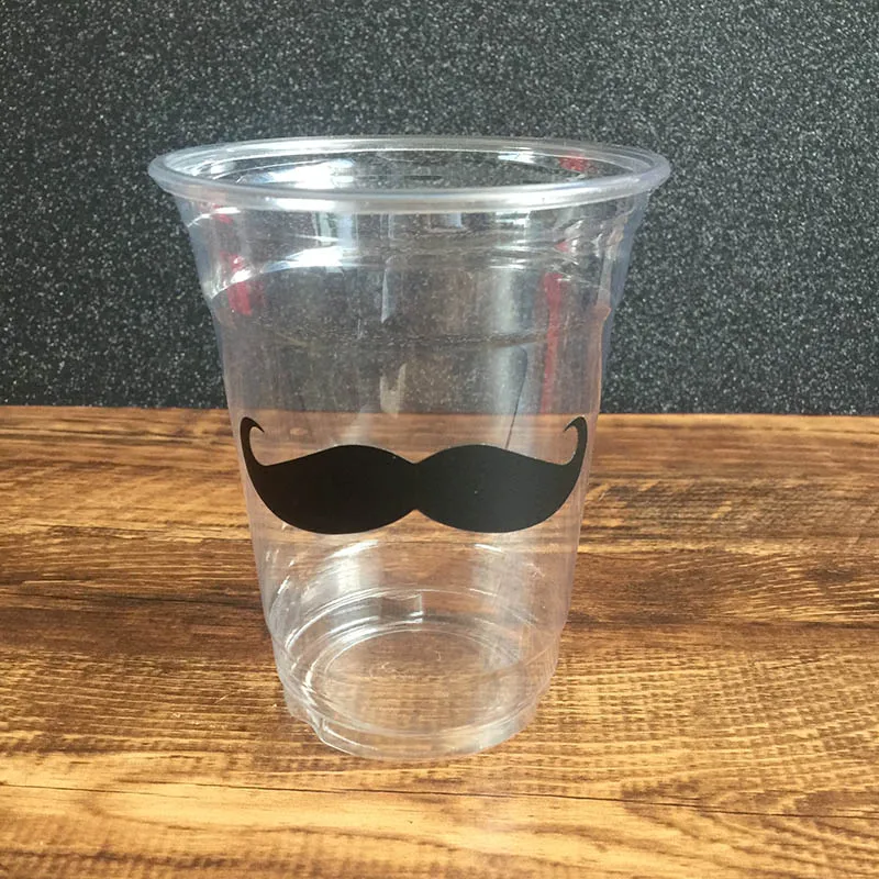 Новинка 2017 виниловые наклейки прозрачные одноразовые усы 12 унций чашки для