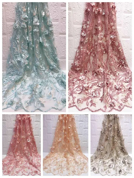NEW french lace embroidered tulle with heavy stones and beaded nigerian Guipure fabrics for wedding dress | Дом и сад