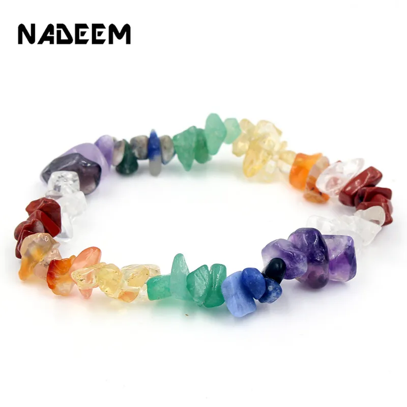 Браслет с камнями чакры из натурального смешанного цветного камня браслет