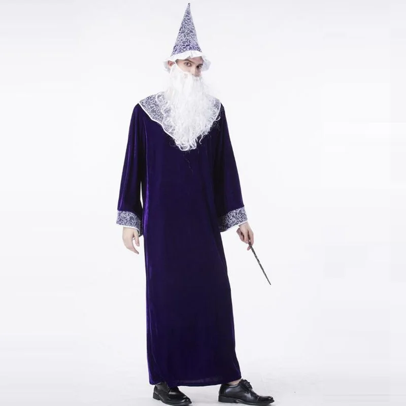 Мужской религиозный крестный костюм фиолетовый магический священника для