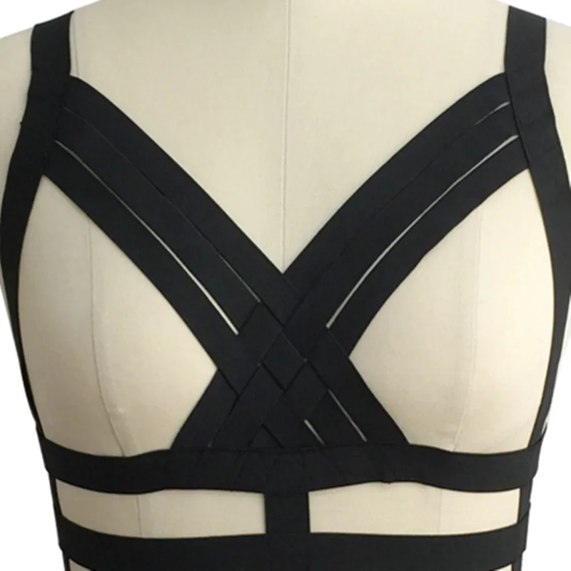 Бюстгальтер в стиле клетки на бретельках Топ милосердия By Malice 90's готическое