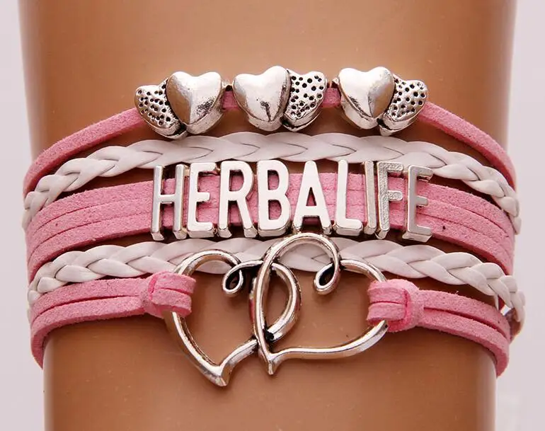 as picture Дропшиппинг браслет Бесконечность любовь Herbalife и браслеты сердце Шарм Крыло ангела Кулон кожа ювелирные изделия подарок для женщин 11 шт - Окраска металла: as picture