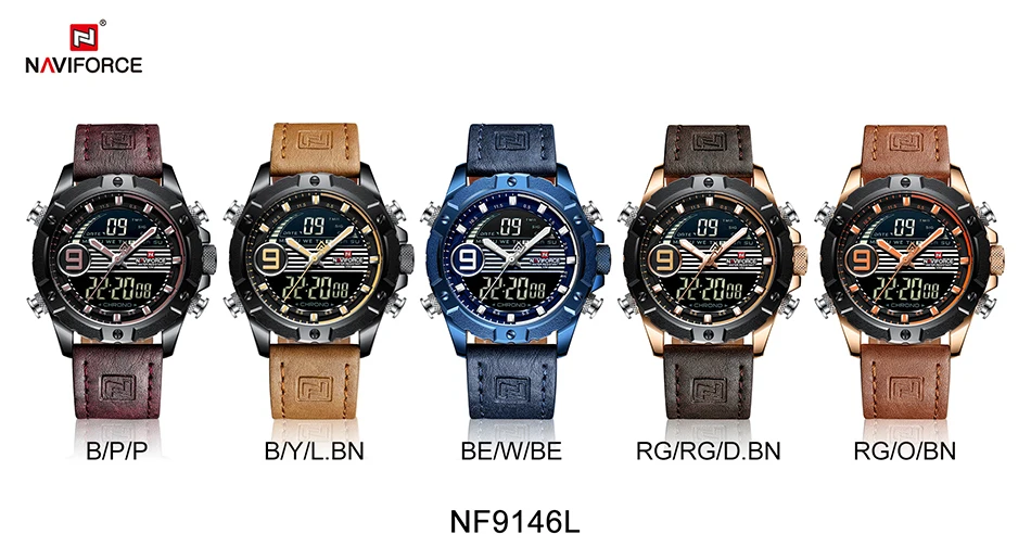 Топ люксовый бренд NAVIFORCE мужские спортивные часы мужские кварцевые цифровые часы мужские модные кожаные военные армейские водонепроницаемые наручные часы