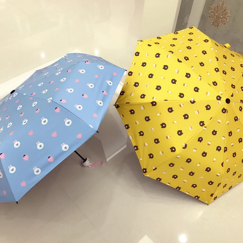 Too Parasol Fold Sunny Umbrella Dual Purpose Korean Small Fresh Woman Defence Ultraviolet Rays Sunshade Black Plastic | Дом и сад