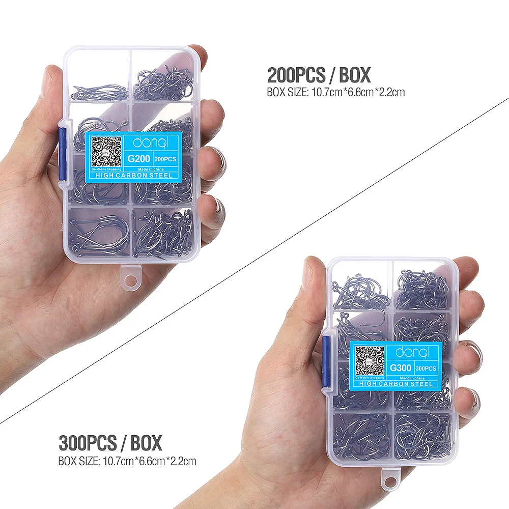 DONQL 200/300 шт. разноразмерные модели круглые рыболовные крючки с бородкой