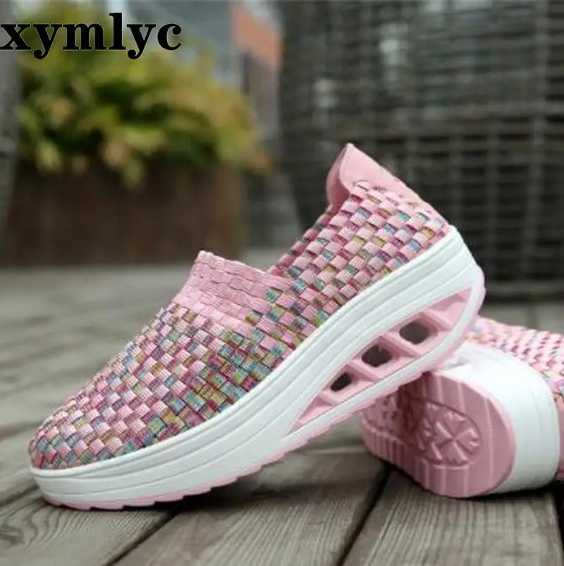 

New women's non-slip breathable hollow mesh shoes thick bottom round head casual flat shoes set foot shallow mouth single shoes