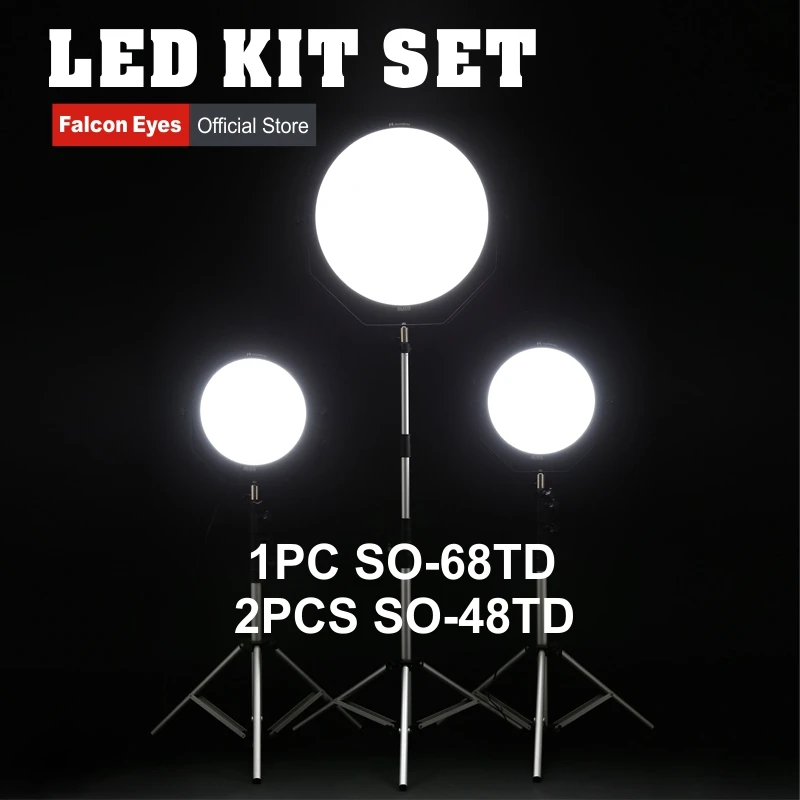 freeship 48W 68W LED Panel Kit Set Dimmable High CRI95 3000-5600K Lighting Photo Video Film Continuous Light SO-48TD SO-68TD | Электроника