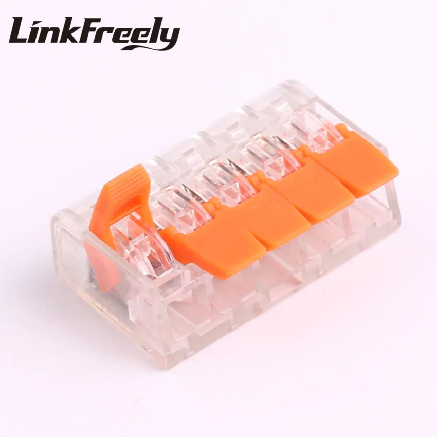 

PCT-415 50pcs Quick Wire Connector Teminator Lug 32A 450V 0.5-4mm^2 Spring Faston Terminal Block Connector Set Electric