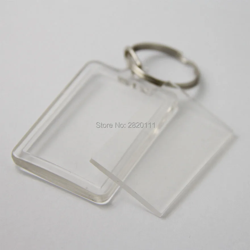 Оптовая продажа 10 шт. пустые акриловые прямоугольные фото брелки для фоторамки