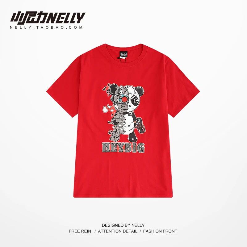 NELLY/2019 летняя Американская футболка в стиле хип-хоп с принтом панды короткими