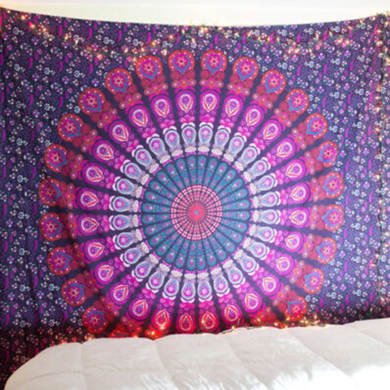 Индийский гобелен настенный Хиппи Слон покрывало &quotмандала&quot Этническое