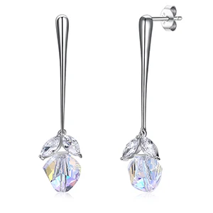 Earring Новые асимметричные ювелирные изделия из кристаллов Swarovski, висячие серьги для женщин, настоящее Серебро S925 пробы, свадебные подарки - Цвет камня: Earring
