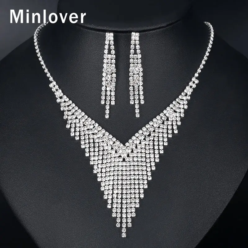 Женский комплект ювелирных изделий Minlover серебряное ожерелье с кисточками и