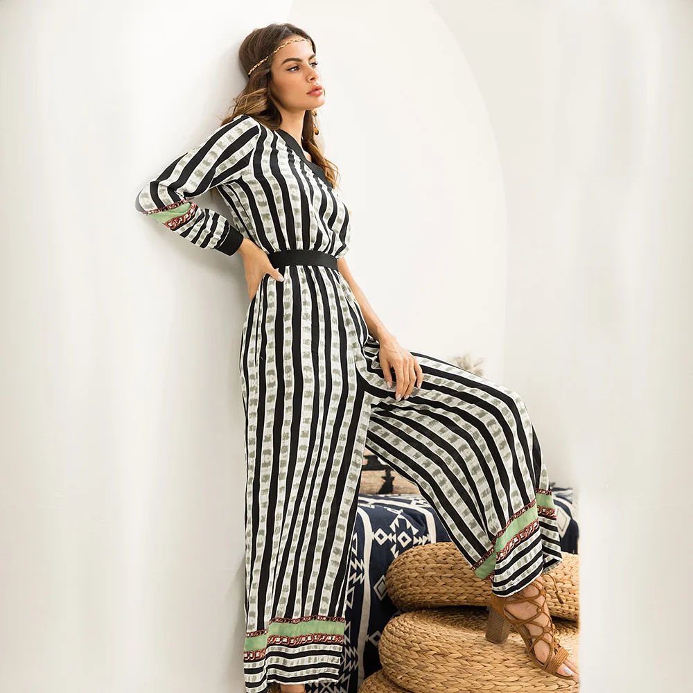 RIKOCHIC полосатый пикантные длинные комбинезон Для женщин одно плечо playsuit Boho